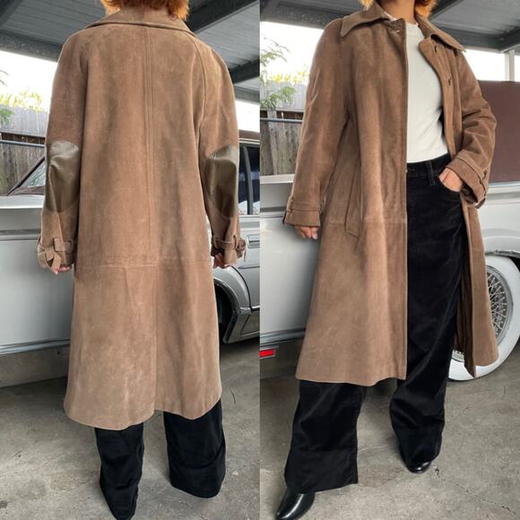 🔥Vintage ILGWU USA Made Brown Suede Leather Distressed Duster Jacket Coat XS-S - Picture 1 of 15